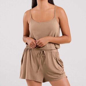 Nuuds Sleep Romper In Cinnamon size Large